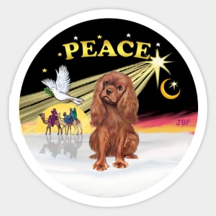 "Christmas Dove" with a Ruby Cavalier King Charles Spaniel Sticker